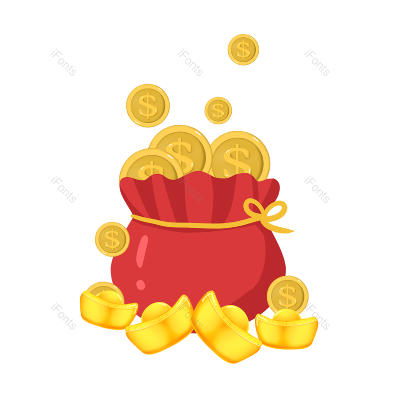 元素图片,春节元素,元宝PNG,金币免抠素材